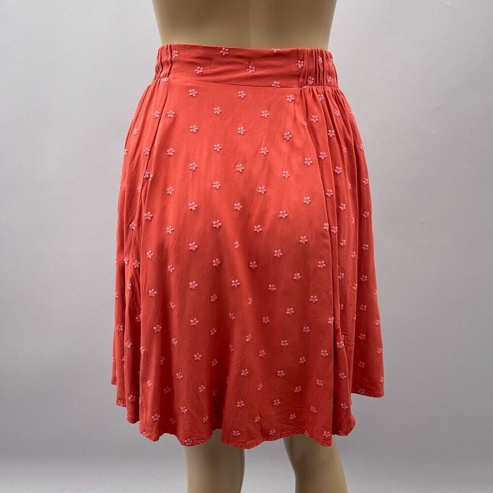 Torrid Embroidered Coral Orange Floral Circle Skirt Elastic Pockets Lined 00 M/L - Picture 3 of 10